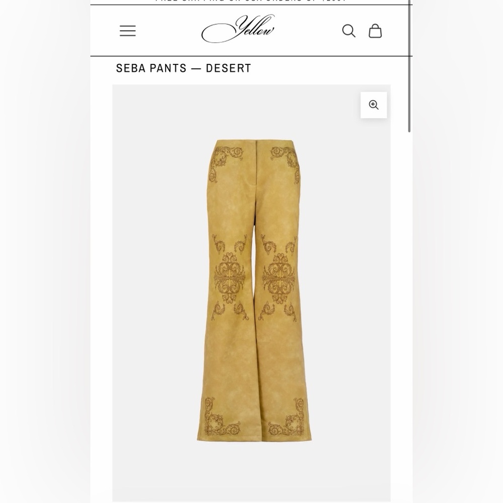 Yellow The Label Seba Embroidered Tan Pants - Picture 3 of 11